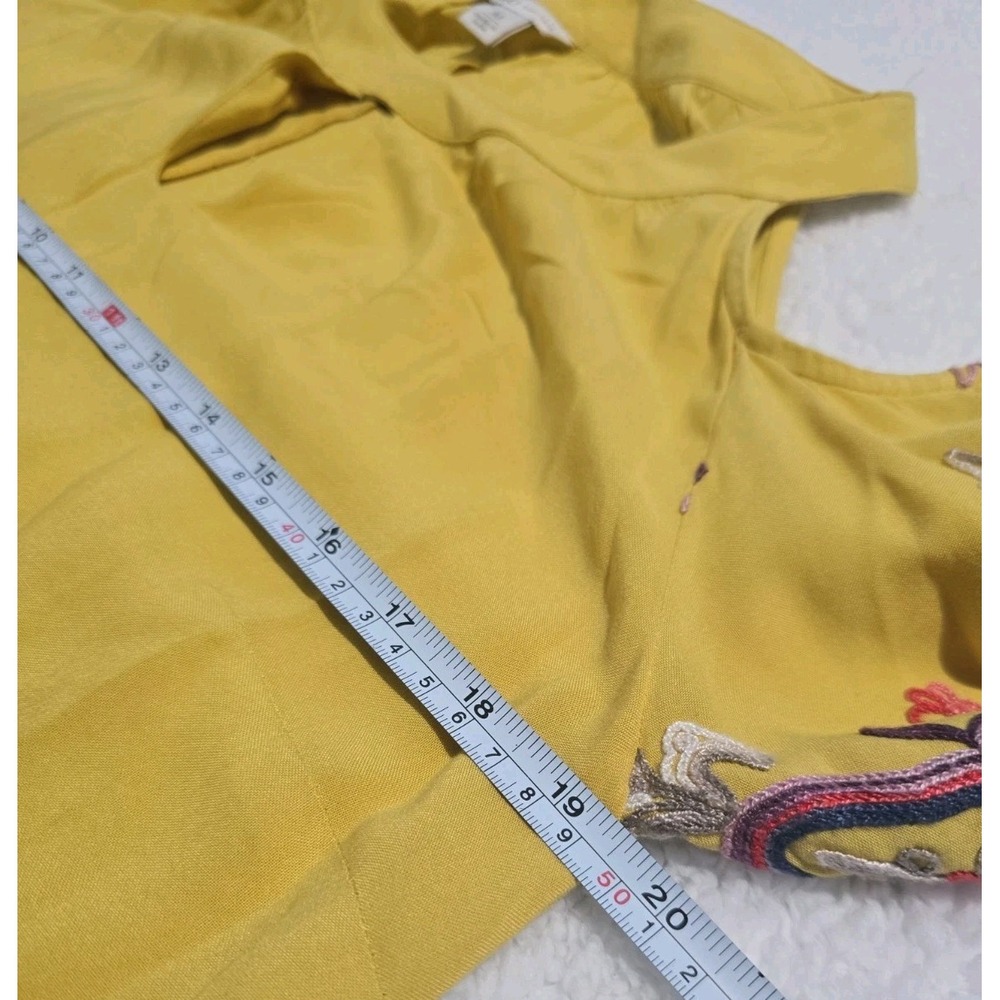 Cato Embroidered Dress Womens Size Medium Yellow Open Shoulder Boho Keyhole - Picture 4 of 8